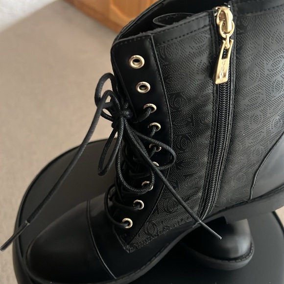 Leather boots tie ups, shoe strings, gold - Picture 3 of 5